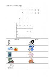 English worksheet: Crossword for daily routine