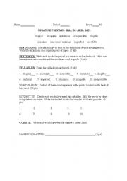 English Worksheet: Negative Prefixes Spelling Review