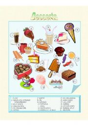 English Worksheet: Food - Desserts - Picture Dictionary