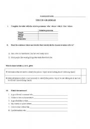 English Worksheet: Relative clauses test