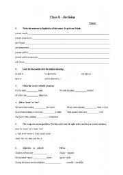 English Worksheet: Class 8 grammar revision