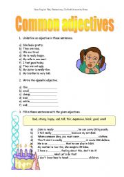 English Worksheet: Common adjectives