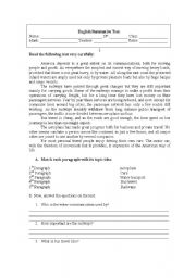 English Worksheet: 4th grade test (CEF)