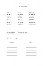 English worksheet: VERB TO BE INTERROGATIVE