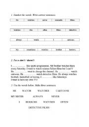 English worksheet: present simple