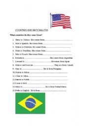 English worksheet: country and nationality