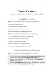 English Worksheet: Pronouns