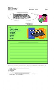 English Worksheet: VIDEOCLIP PROJECT 2