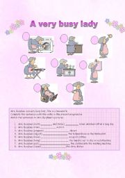 English Worksheet: A very busy lady