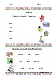 English worksheet: My Class