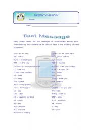 English Worksheet: Text message