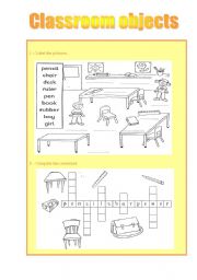 English Worksheet: Classroom objects