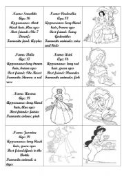 English Worksheet: Disney princesses - giving personal infos