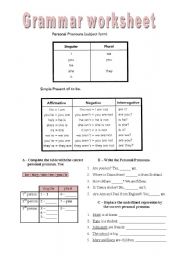 To Be / Personal Pronouns