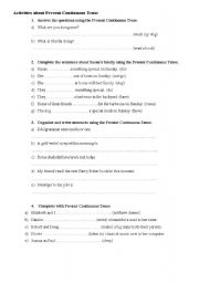 English worksheet: present continuous