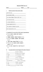 English Worksheet: Tenses review TEST