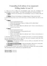 English Worksheet: Argumentative Essay - Presenting both sides of an argument