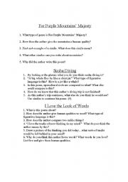 English worksheet: Poems with Figurative Language Questions