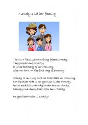 English Worksheet: Sandy and her family