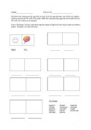 English Worksheet: Opposites