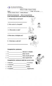 English worksheet: Occupations and action work