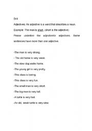 English Worksheet: Underline the adjective