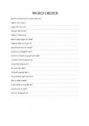 English Worksheet: WORD ORDER