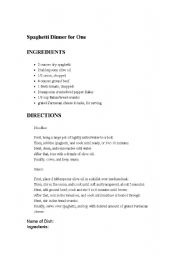 English Worksheet: Writing a Recipe