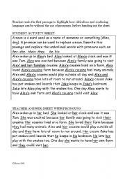 English worksheet: Pronoun worksheet