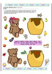 English Worksheet: A or An - indefinite articles for kids