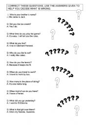 English worksheet: Correcting Questions