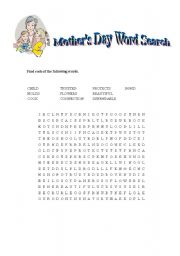 Mothers day word search