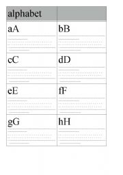 English worksheet: write the alphabet