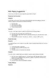 English Worksheet: Role play suggestions