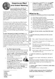 English Worksheet: Greenhouse effect and Global warming