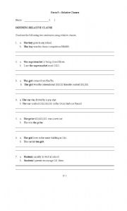 English Worksheet: Relative Clauses - Exercise