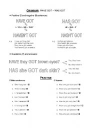 English Worksheet: Have/Has got