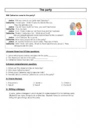 English Worksheet: The party  (Future tense) 