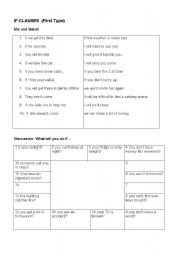 English worksheet: Matching exercises on the first conditional
