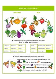 English Worksheet: Vegetables and fruit