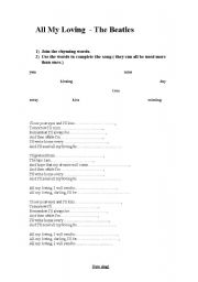 English worksheet: All my loving - The Beatles