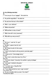 English Worksheet: Reported Speech