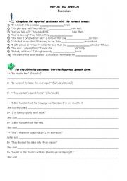 English Worksheet: Reported Speech