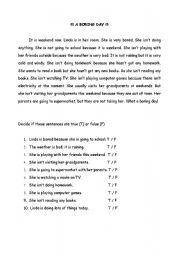English Worksheet: A Boring Day-Negative Form of Present Continuous