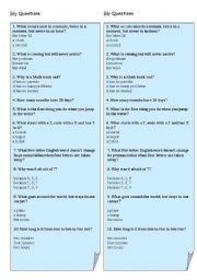 English Worksheet: Warm-up activity - sly questions