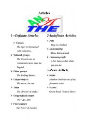 English Worksheet: articles