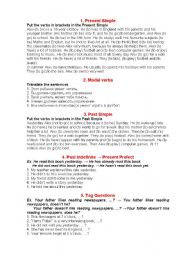 English Worksheet: Grammar Revision Test