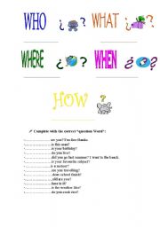 English Worksheet: question words