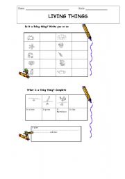 English worksheet: living things