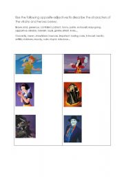 English worksheet: Heroes and Villains